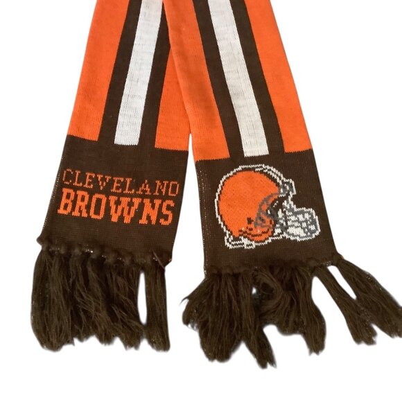 Cleveland Browns Striped Knit Scarf With Fringe 60” - Picture 4 of 5